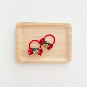 Girl Hair Tie Bow Bell Pair Christmas (GPT9572)